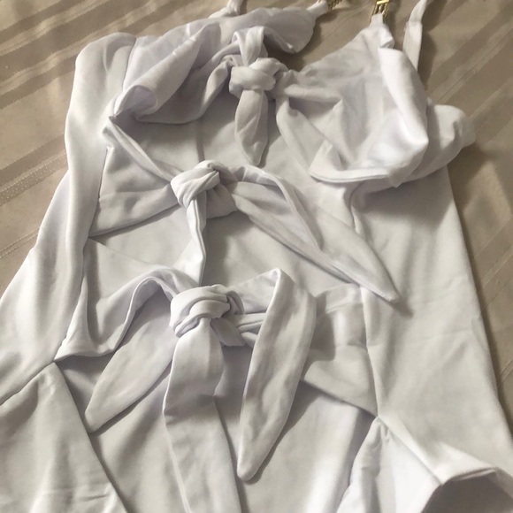 Shein White Tie One Piece Bathing Suit SOLD - Picture 4 of 4